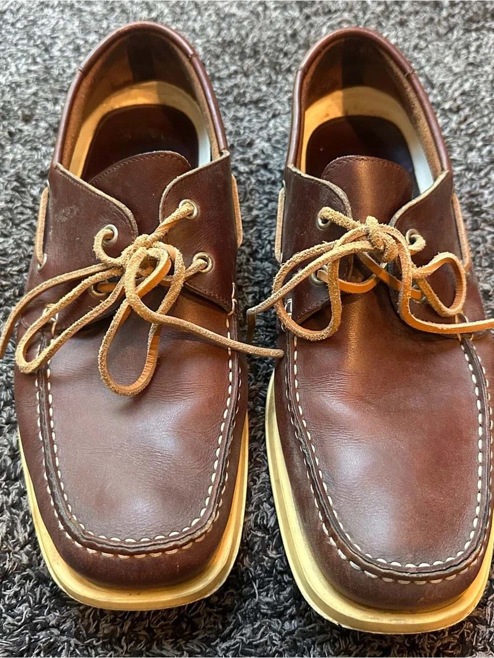 Men's Salvatore Ferragamo Brown Leather Boat Shoes